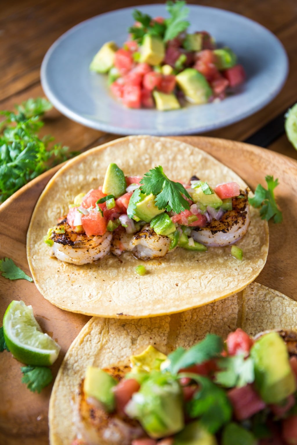 Spend your 4th of July Hoilday grilling up some delicious Shirmp Tacos with Watermelon Salsa! 