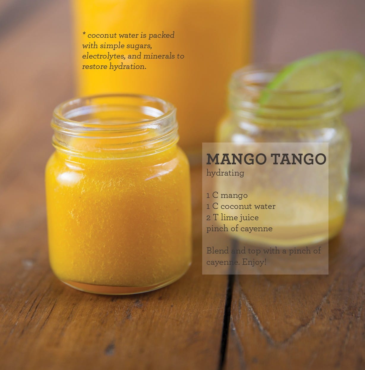 Had a little too much wine last night? Too many hours on a plane? Soak up our hydrating Mango Tango smoothie and feel immediate gratifi-hydration. 
